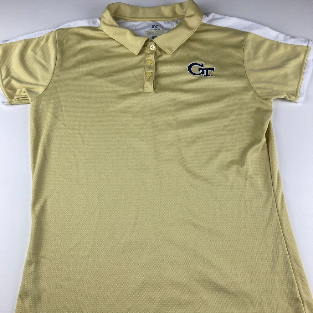 Georgia Tech Yellow Jackets Polo Mens L Russell Athletic Team Issue Gold GT